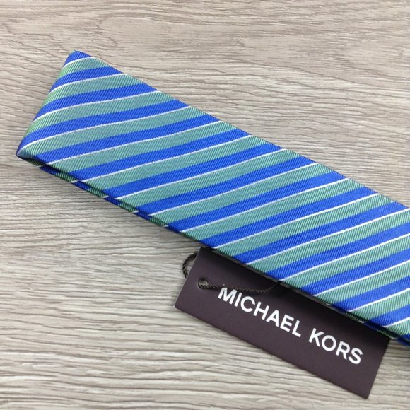 Michael Kors Green & Blue Striped Tie - Picture 3 of 3
